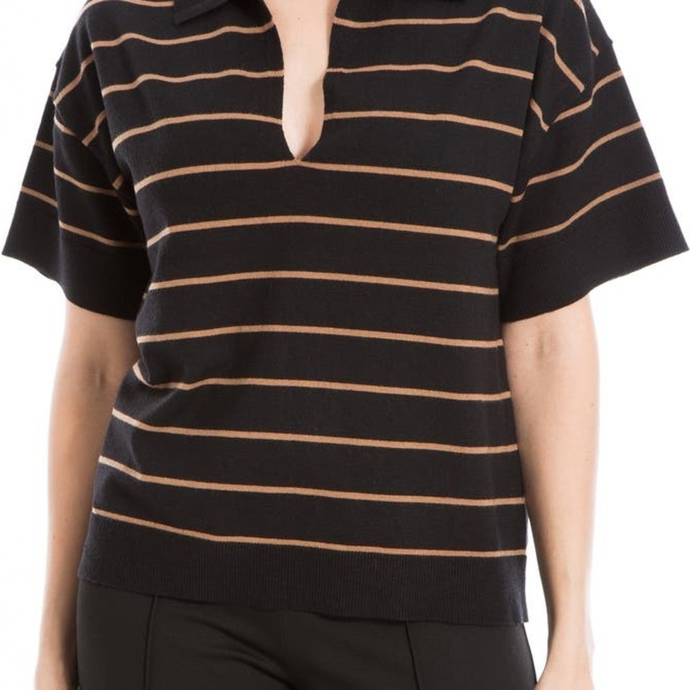 Max Studio Johnny Collar Stripe Knit Polo Sweater - Picture 10 of 10
